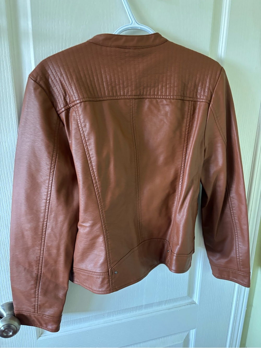 Vero Moda Rust-Brown Leather Moto Jacket - Picture 3 of 4